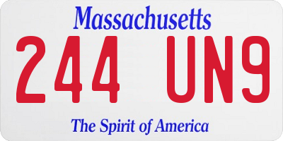 MA license plate 244UN9