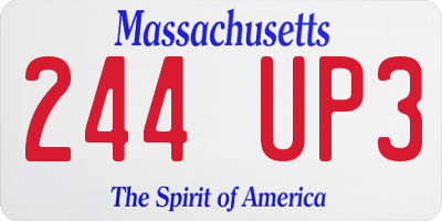 MA license plate 244UP3