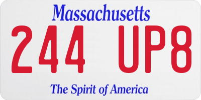 MA license plate 244UP8
