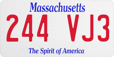 MA license plate 244VJ3