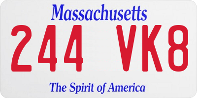 MA license plate 244VK8