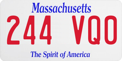 MA license plate 244VQ0