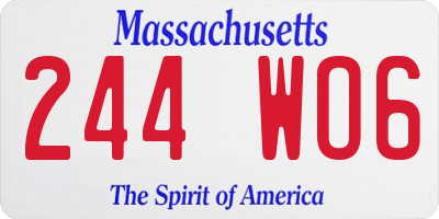 MA license plate 244WO6