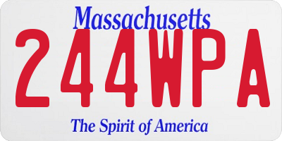 MA license plate 244WPA