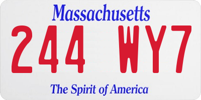 MA license plate 244WY7