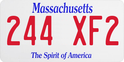 MA license plate 244XF2