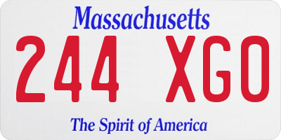 MA license plate 244XG0