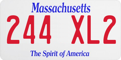 MA license plate 244XL2