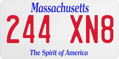 MA license plate 244XN8