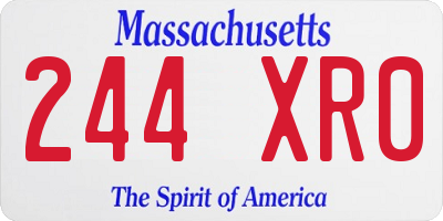 MA license plate 244XR0