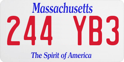 MA license plate 244YB3