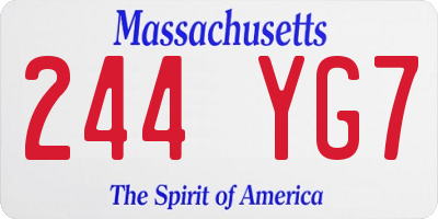 MA license plate 244YG7