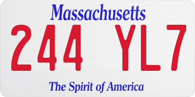 MA license plate 244YL7