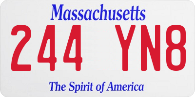 MA license plate 244YN8