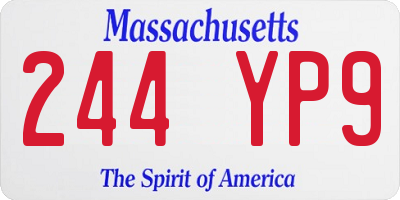 MA license plate 244YP9