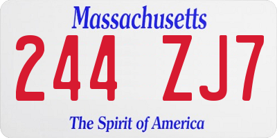 MA license plate 244ZJ7