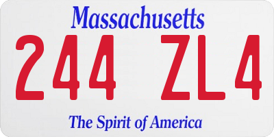 MA license plate 244ZL4