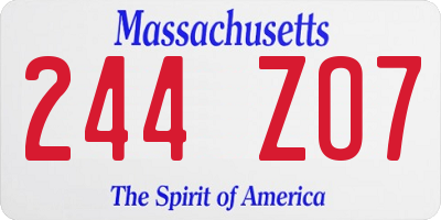 MA license plate 244ZO7