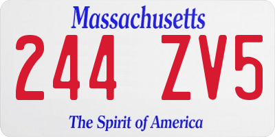 MA license plate 244ZV5