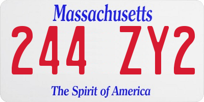 MA license plate 244ZY2