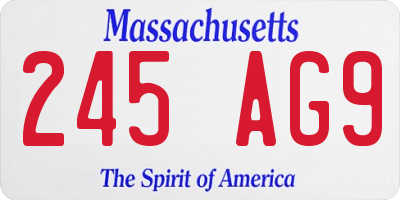 MA license plate 245AG9