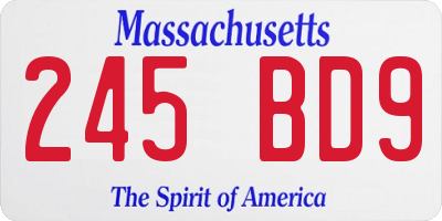MA license plate 245BD9