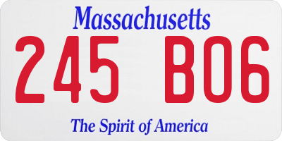 MA license plate 245BO6