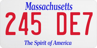 MA license plate 245DE7