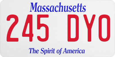 MA license plate 245DY0