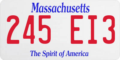 MA license plate 245EI3