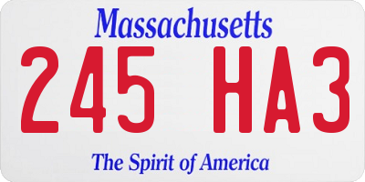 MA license plate 245HA3