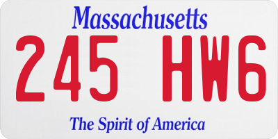 MA license plate 245HW6