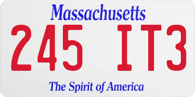 MA license plate 245IT3