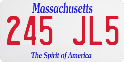 MA license plate 245JL5
