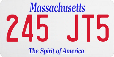 MA license plate 245JT5
