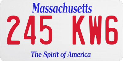 MA license plate 245KW6