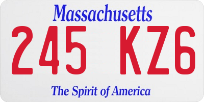 MA license plate 245KZ6