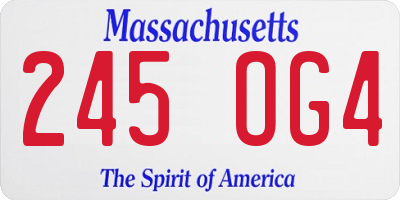 MA license plate 245OG4