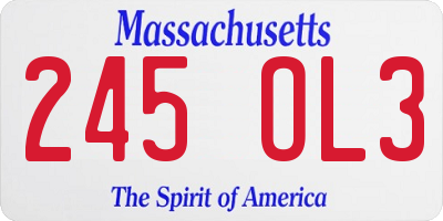 MA license plate 245OL3