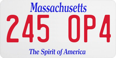 MA license plate 245OP4