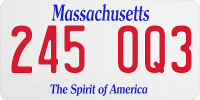 MA license plate 245OQ3