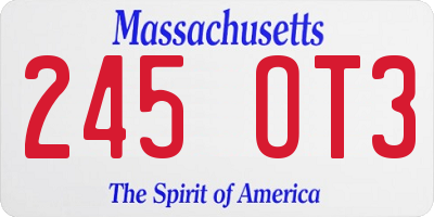 MA license plate 245OT3