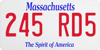 MA license plate 245RD5