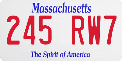MA license plate 245RW7