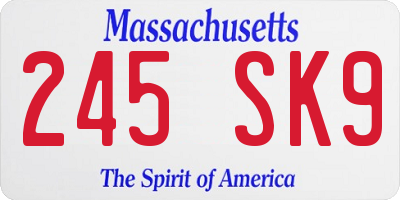 MA license plate 245SK9