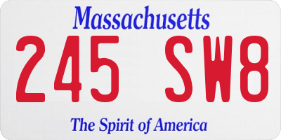 MA license plate 245SW8