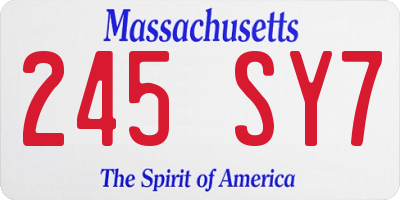 MA license plate 245SY7