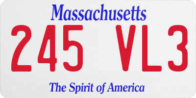 MA license plate 245VL3