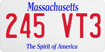 MA license plate 245VT3