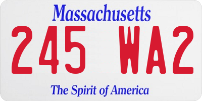 MA license plate 245WA2